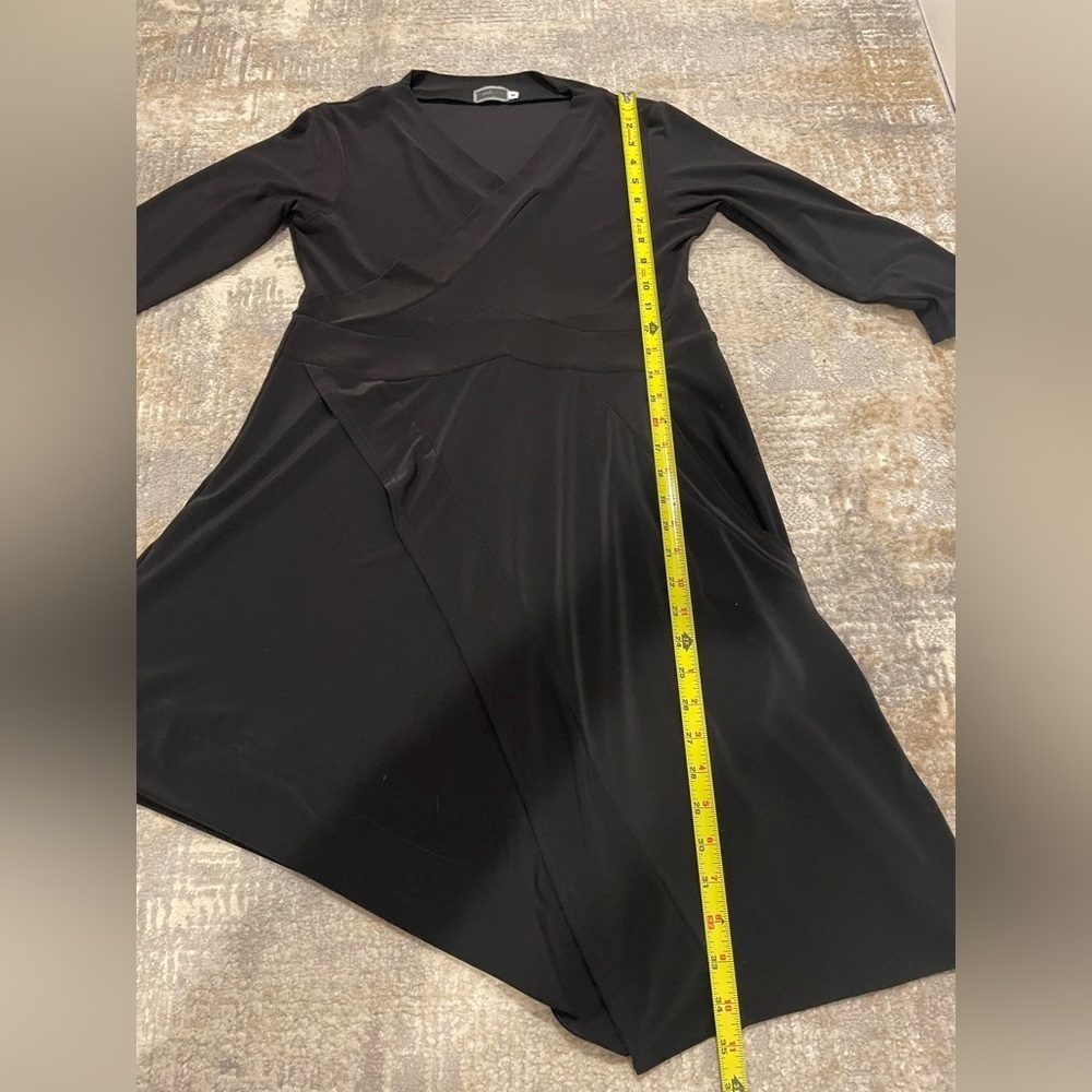 Sympli The Best Cross Wrap Black Asymmetrical Dress 3/4 Sleeve Stretchy Size 8 - Picture 8 of 10